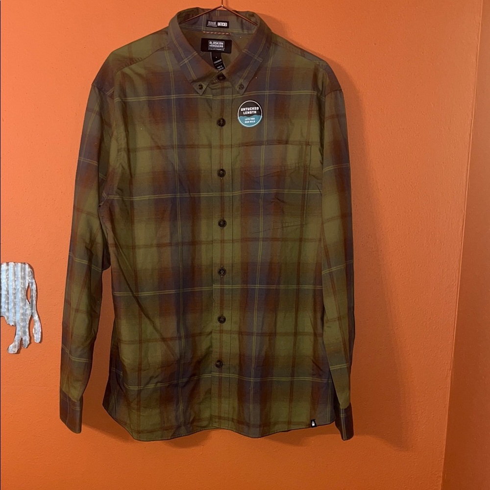 new Alaskan Hardgear Dulth Plaid Button-Up Shirt size Large